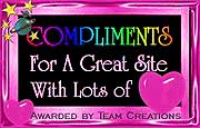Team Creation Compliments Award for a Great Site with lots of Heart